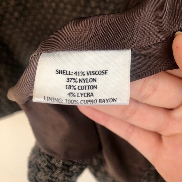 EILEEN FISHER Woven A-Line Single Button Brown Coat Jacket - Picture 7 of 9